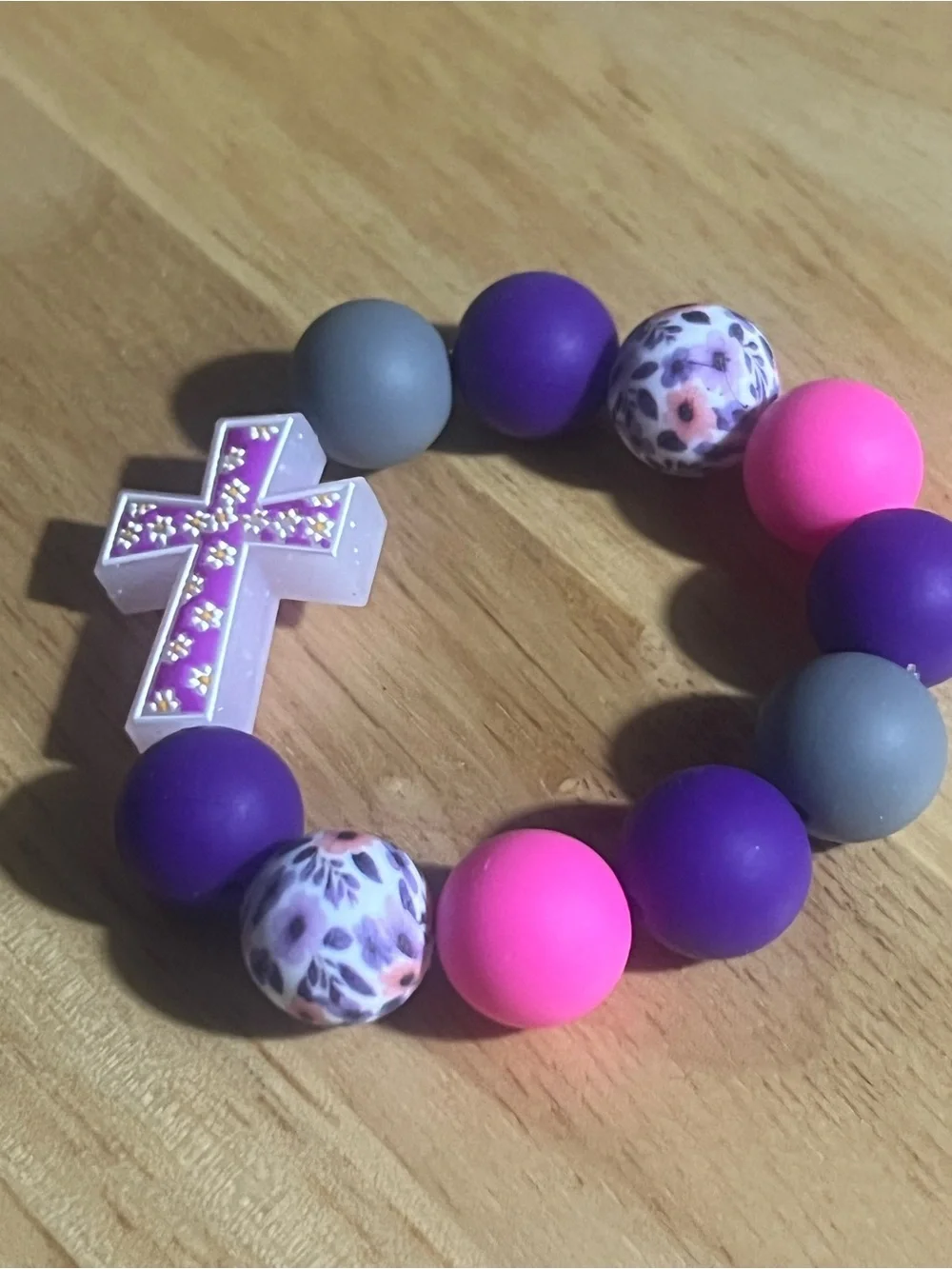 Bracelet bracelet homemade silicone bead stretchy cross theme B204